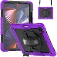 thumbnail image 2 of Case for iPad Pro 12.9 2022/2021/2020/2018 6th/5th/4th/3rd Gen with Screen Protector, 360 Degree Rotating Kickstand Hand Strap Shockproof Cover with Shoulder Strap, Purple, 2 of 7