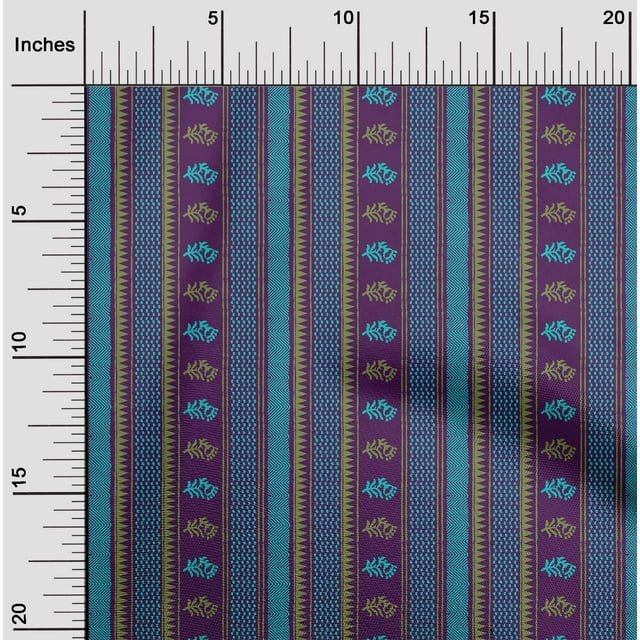 oneOone Georgette Viscose Fabric Geometric|Stripe & Floral Block Print Fabric By The Yard 42 Inch Wide