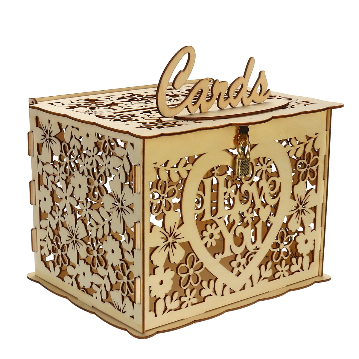 Wedding Card Post Wooden Box + Lock Weddings Collection Gift Card Boxes