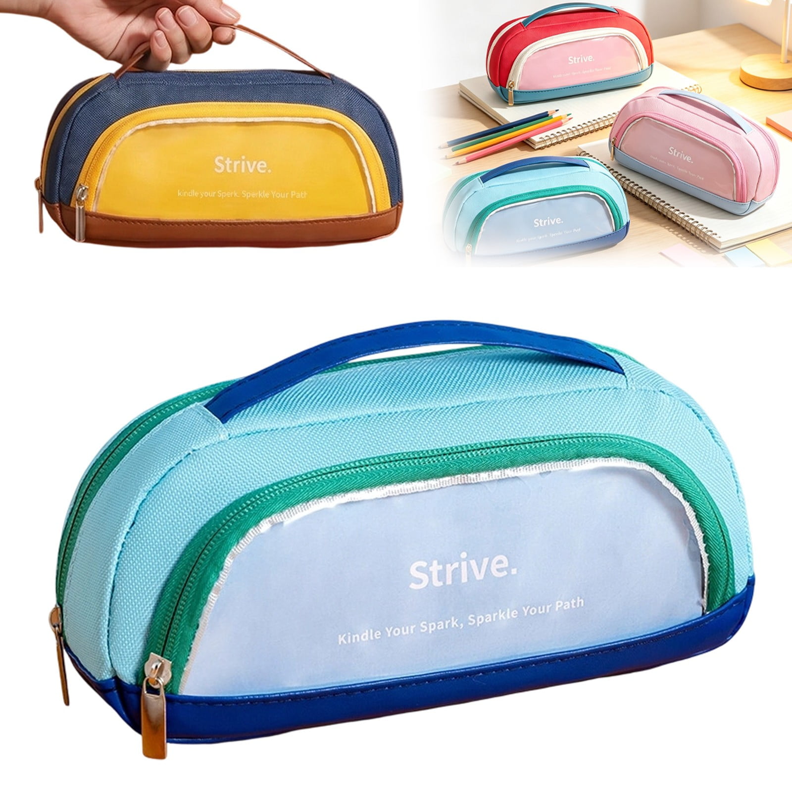 Back to Stationery Supplies Large Capacity Pencil Case Zipper Cloth Pen Pouch with Storage Compartments Durable Stationery Organizer for Learners Office Items & Everyday Carry 1 Pack