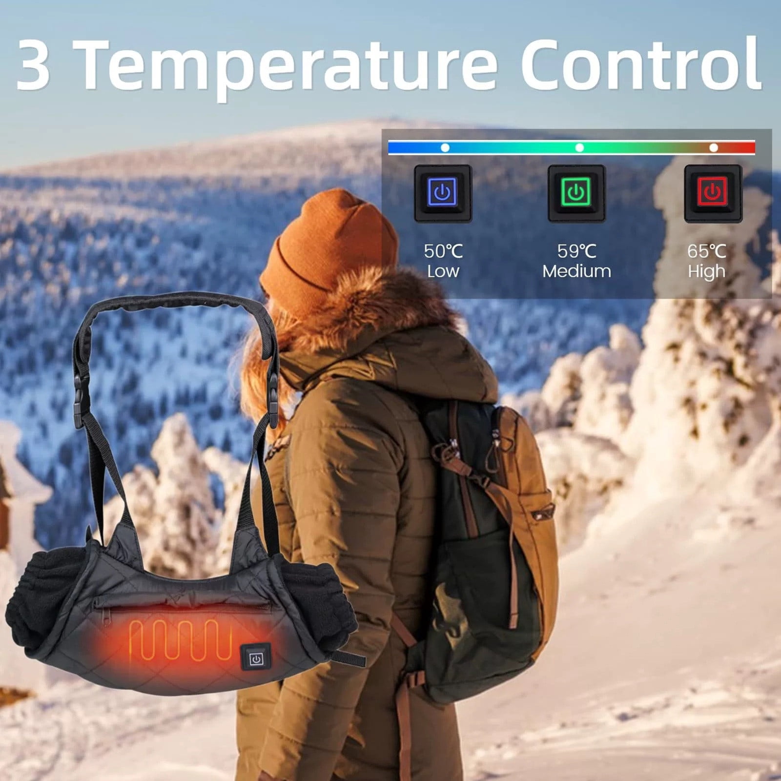 LLDYYDS USB Rechargeable Hand Warmer with 3 Heat Settings Portable Heating Device for Outdoor Ice Fishing and Camping Trips Rechargeable Battery Powered Personal Warmer