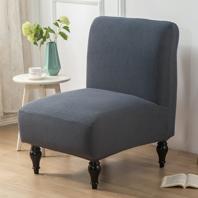 Nvzi Fundas elásticas para sillón sin brazos, funda de jacquard para sofá individual, funda protectora para sillón sin brazos, funda extraíble (gris oscuro)