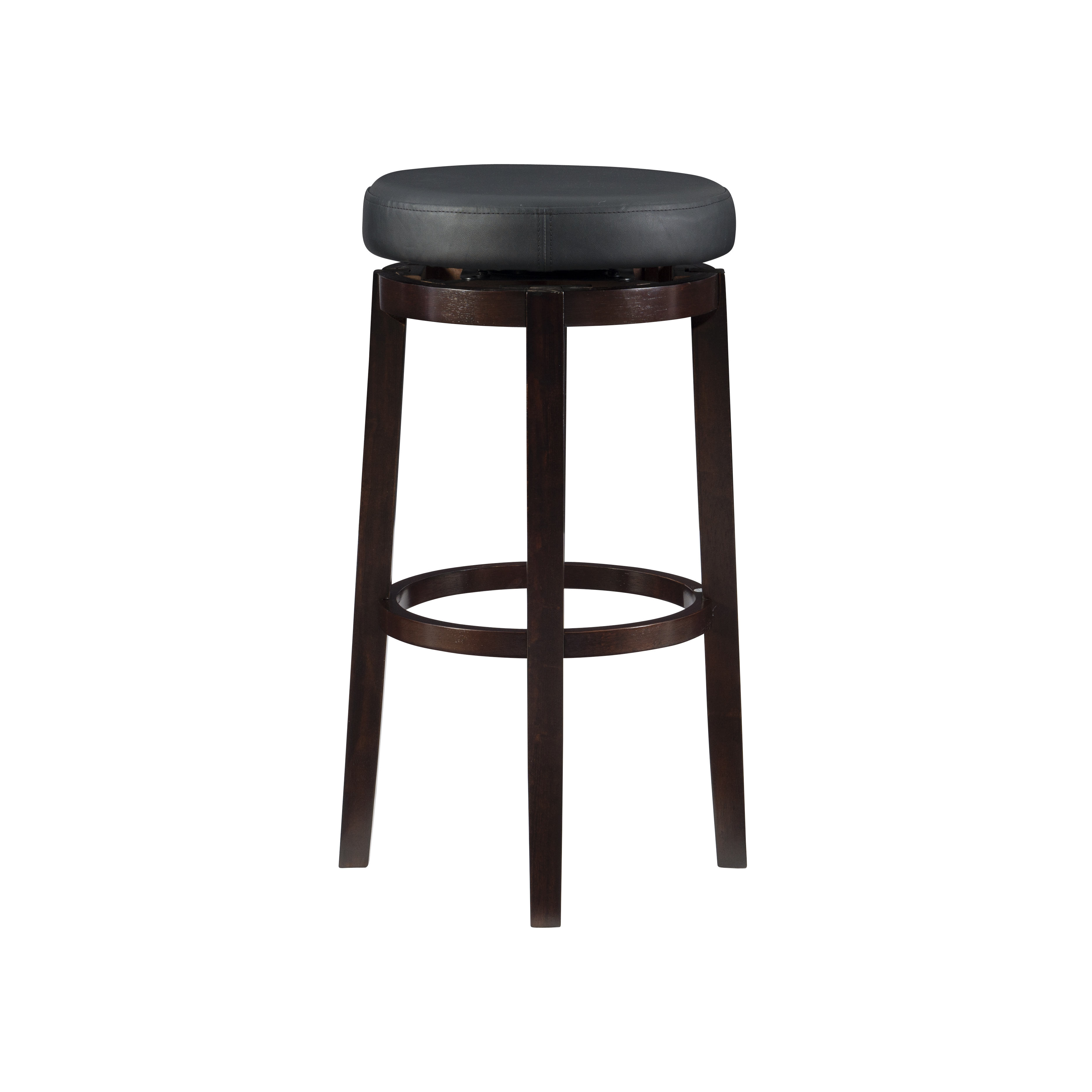 Linon Arlene 31" Indoor Backless Swivel Bar Stool, Brown/Black Faux Leather