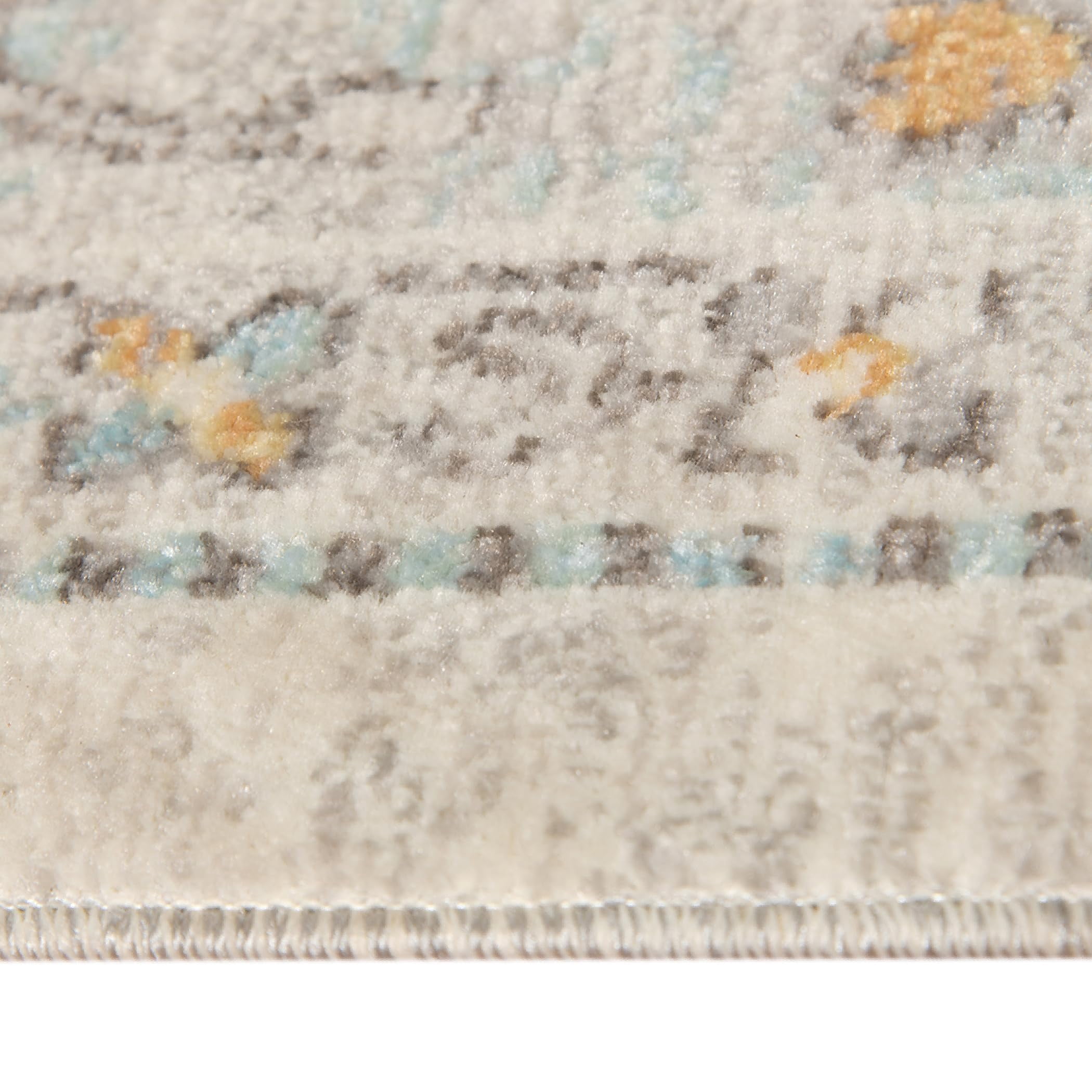 Luxee Designs Bohemian Style Bordered Indoor/Outdoor Area Rug 2x3 for High Traffic Area - Beige/Blue