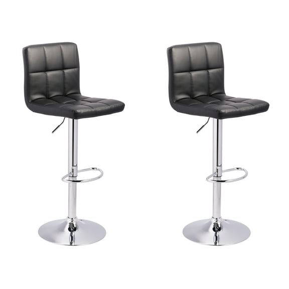 Signature Design by Ashley Bellatier Adjustable Height Swivel Bar Stool, 2 Count, Black & Chrome Finish