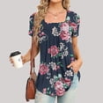 thumbnail image 2 of Blusa con estampado de manga corta y cuello cuadrado informal cómoda a la moda para mujer OAVQHLG3B Store  lin121212, 2 of 4