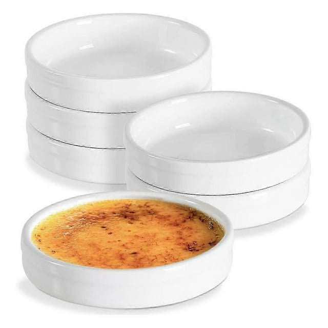 Ramekins 4 Oz, Creme Brulee Ramekins Oven Safe Ceramic Shallow Souffle Dishes for Baking Custard, Q