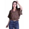 thumbnail image 2 of Moomaya Wrap Tops For Women Printed Elastic Waist Boxy Sleeve Casual Wrap Blouse, 2 of 5