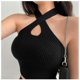 thumbnail image 4 of Txlixc Chaleco de estilo simple ajustado para mujer, tops cortos sin mangas con cuello halter Txlixc Sexy, 4 of 6
