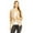 Khaki, variant on Women's Fitted Waist Length Jacket Open Front Draped Neck Ruched Sleeves