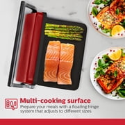 Holstein Housewares 2 Slice Non Stick Griddle, Metallic Red - Stainless Steel Panini Press Electric with Adjustable Temperature Settings and Nonstick Plates