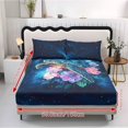 thumbnail image 5 of Jiueut Turtle Galaxy Pattern Bed Sheet Set, Butterfly Peony Flower 3 Pieces King Size Fitted Sheet with 9.8" Deep Pocket 2 Wrinkle Free Pillow Cover Bedroom Decoration with Elastic Band, 5 of 7
