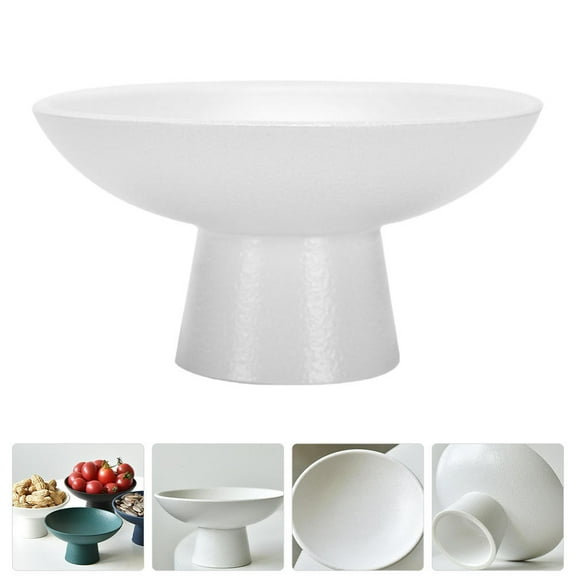 Footed Bowl Ceramic Bowl Vintage Fruit Bowl Holder Dessert Display Stand Serving Fruit Tray for Kitchen Counter Centerpiece Table Decor-White