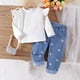 thumbnail image 2 of Odeerbi 6M-3Y Niñas Conjuntos de Algodón de Punto Rib Ruffle Manga Larga Tops Jeans de Dos Piezas Conjunto de Pantalones de Mezclilla, 2 of 7