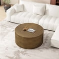 thumbnail image 4 of 35.83" Minimalist Wave Stripe Coffee Table, Modern Round Coffee Table, Drum Circle Coffee Table for Living Room, Bedroom , Antique Brass, Antique Gold,Copper Gold, 4 of 10