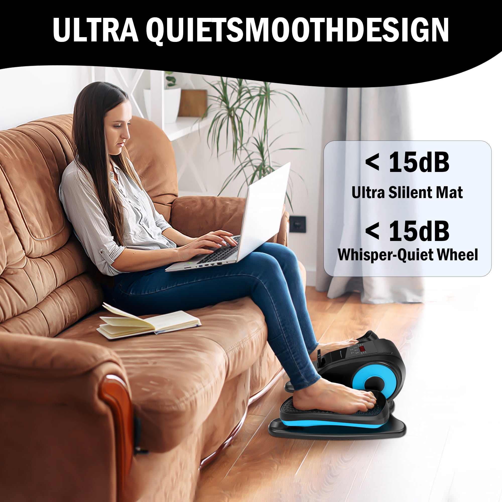 Under Desk Elliptical Machine, Electric Seated Pedal Exerciser, Mini Ellipse Leg Exerciser with Remoter, 12 Level Speeds, Forward & Reverse Direction, Manual & Auto Mode for Home Office