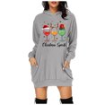 thumbnail image 2 of WEAIXIMIUNG Sweat-Shirt pour Femmes Veste Longue Décontractée Col Rond Poche Imprimé Flocon de Neige de Noël, 2 of 3