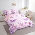thumbnail image 2 of Erosebridal Flying Purple Butterflies Bedding Comforter Set 7 Pieces For Girls,Dreamy Floral Flowers Full Bedding Set,Pink Reversible, 2 of 6