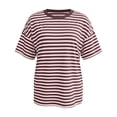 thumbnail image 4 of MJDVSOL Women's T-Shirt Casual Short Sleeve Striped Tee Shirts Comfortable Basic Crew Neck Tops Everyday Wear Fashion Resort Tees, 4 of 5