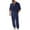 Navy, variant on Yievot Men's Beach Outfit 2 Piece Linen Long Sleeve Henley Shirts and Jogger Pants Vacation Sets for Men