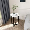 thumbnail image 2 of HESTINYSU Round Side Table, End Table, White Faux Marble with Black/Gold Metal legs, 2 of 6