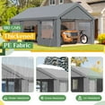 thumbnail image 4 of Erommy 13' x 20' Heavy Duty Portable Outdoor Garage Carport with Roll-up Windows, Side Doors and Removable Sidewalls for Car,Outer Gray and Inner White, 4 of 9