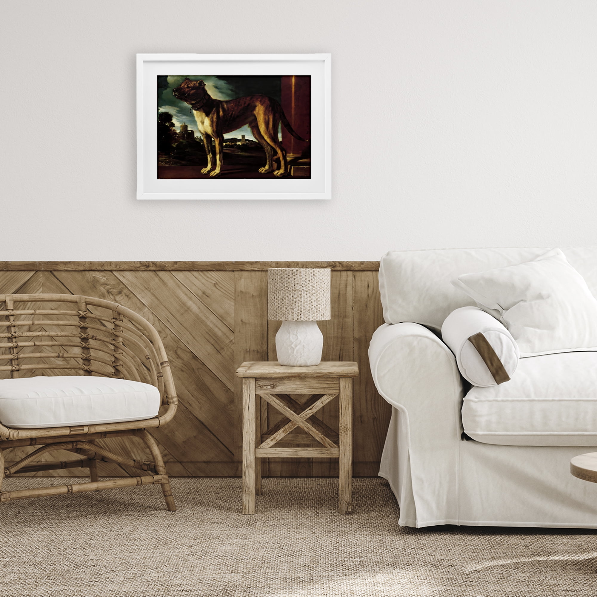 Stupell Industries Historical Aldrovani Dog White Framed Print Under Glass, design by Lil' Rue