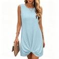 thumbnail image 2 of Bxsruta Women's Sleeveless Twist Knot Tunic Dress - Casual Crew Neck Knit Summer Mini Dress, Pullover Lightweight Soft Breathable Stretchy and Comfortable Fabric for Everyday Wear, 2 of 7