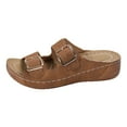 thumbnail image 2 of IUJSOY Womens Wedge Sandals Double Buckle Slip on Slippers Comfortable Arch Support Walking Shoes, 2 of 9