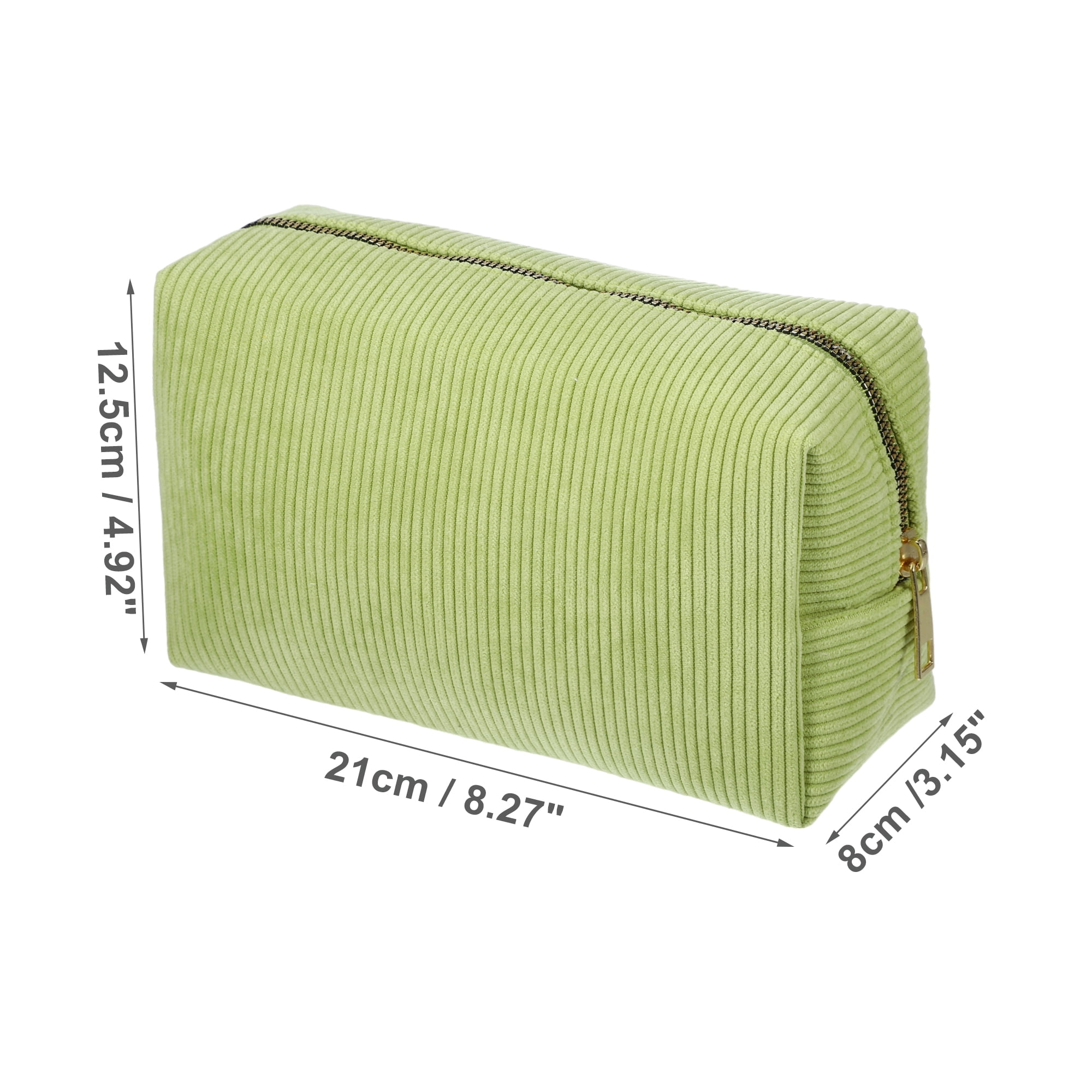 Unique Bargains 1Pc Durable Corduroy Storage Cosmetic Bag for Travel Activities Green