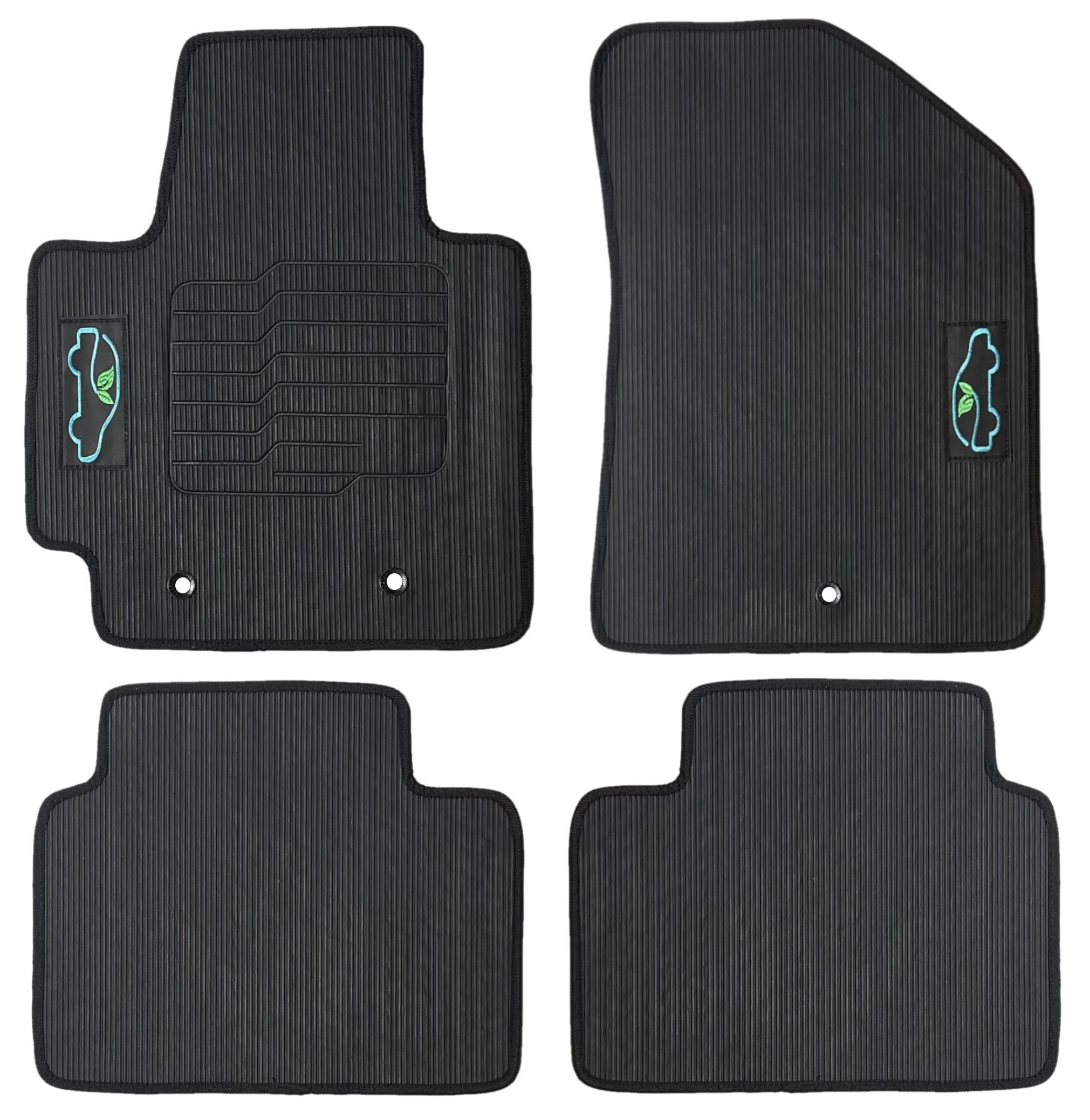 ecoMats All Weather Floor Mats Custom Fit For 2014 to 2019 Kia Soul with Safety Hooks - Front and Rear