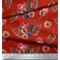thumbnail image 3 of Soimoi Red Modal Satin Fabric Pomegranate & Fig Fruits Print Sewing Fabric Yard 42 Inch Wide, 3 of 3