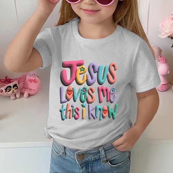 Girls Casual Short Sleeve Letter Print T-Shirt Comfortable Round Neck Tee for Everyday Wear Short Sleeve Shirt for Girls Tees Kids Tshirts Clothes Summer Tops T-Shirt
