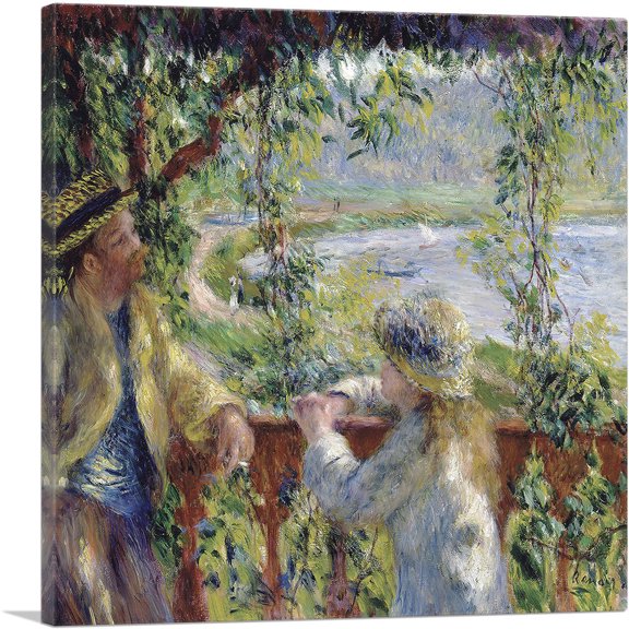 ARTCANVAS By The Water - Near the Lake 1880 Canvas Art Print by Pierre-Auguste Renoir - Size: 18" x 18" (0.75" Deep)