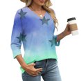 thumbnail image 6 of Cavosen Blouse for Women 3/4 Sleeve V Neck Cute Sweatshirt Star Lightweight Oversized Pullover Soft Spring Orleans Party Tops, 6 of 7