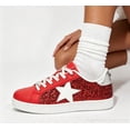 thumbnail image 5 of LUCKY STEP Stylish Star Low Top Lace Up Sneaker Comfort Walking Shoes,Red Glitter,Womens, 5 of 10