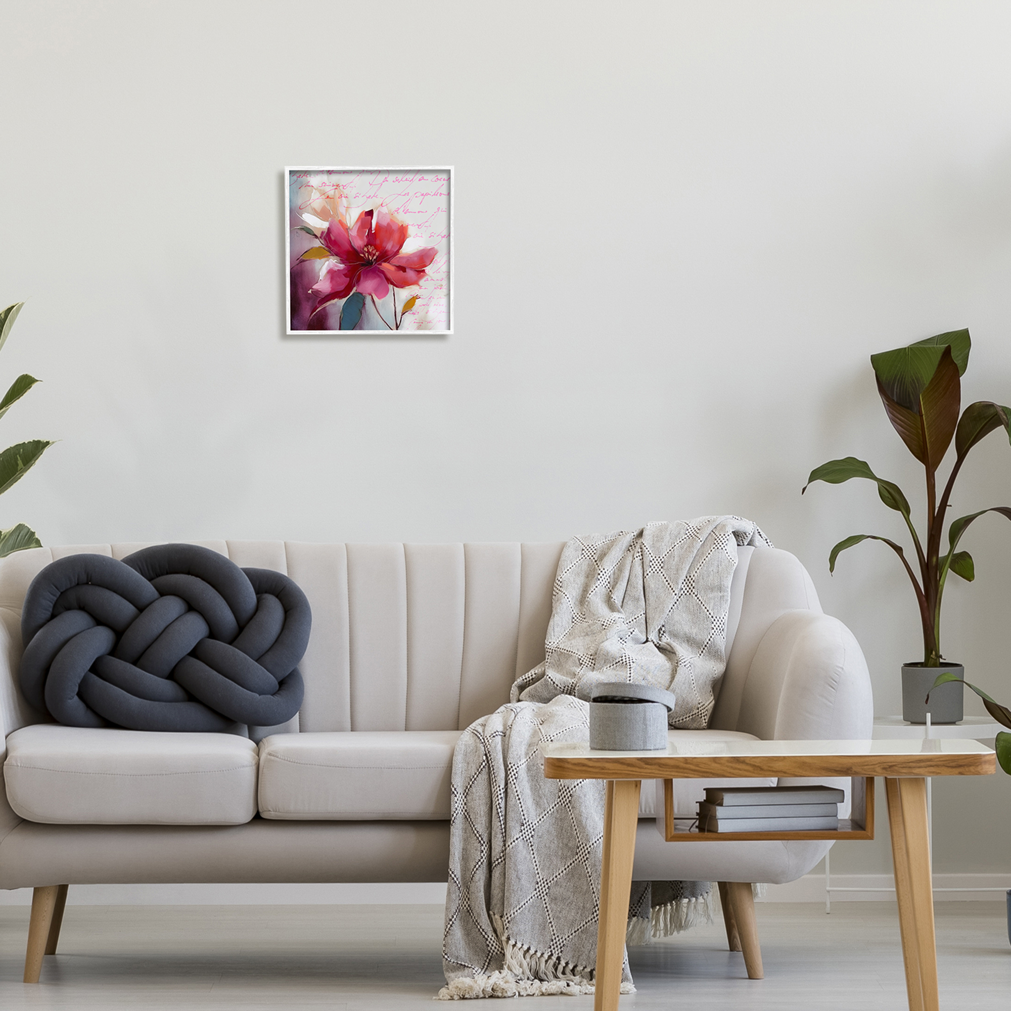 Stupell Industries Red Vintage Bloom Botanical & Floral Painting White Framed Art Print Wall Art, 12 x 12