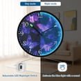thumbnail image 5 of Voice Activated Clock with Glow Light 12 Inch Large Silent Wall Clock Battery Operated for Home Decor Purple Glowing Butterflies, 5 of 8