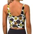 thumbnail image 3 of Lsque Black Cow Sunflowers Printed Women'S Sports Bra, Compression, Moisture Wicking, High-Impact Sports Bra For Women,Supportive sports bra-Large, 3 of 9