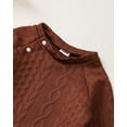 thumbnail image 4 of 18 Months Baby Boys Clothes 24 Months Boys 2PCS Solid Color Outfits Set Toddler Boys Long Sleeve Round Neck Top Pants Set Brown, 4 of 8