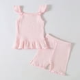 thumbnail image 2 of TAIAOJING Toddler Baby Girls Outfits Spring Summer Ribbed Cotton Sleeveless Vest Shorts Cute Clothes Set For 6-9 Months, 2 of 9