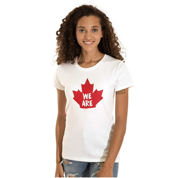 We Are Canada Slogan Maple Leaf Womens Fitted Plus Size Graphic Tee Brisco Brands 2X