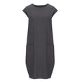 thumbnail image 4 of Fankiway Mode Femmes Été Robe Courte à Manches Courtes Unie avec Poche Décontractée Col Rond Robes Grande Taille pour Femmes Rondes Robes de Printemps pour Femmes 8511, 4 of 6