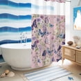 thumbnail image 5 of No Hook Shower Curtain, Pink Flowers Shower Curtains for Bathroom with See Through Top Window, Spring Floral Purple Butterflies Farmhouse Waterproof & Washable Bath Curtain Stand Up Stall 36"x72", 5 of 9