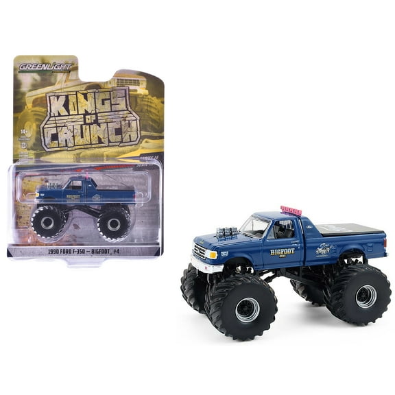 1990 Ford F-350 Monster Truck "Bigfoot #4" Blue "Kings of Crunch" Series 16 1/64 Diecast Model Car by Greenlight
