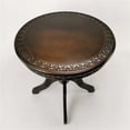 thumbnail image 4 of Floral carved table 23.5Wx23.5Dx26"H brown wooden three-legged table, 4 of 5