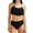 Black, variant on Girls Swimsuit 2 Piece Bikini Ruffled Bathing Adjustable Straps Striped Hollow High Waist Swimwear Set for 6-14 Years Summer, Size 7-8 Years