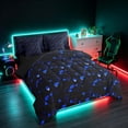 thumbnail image 2 of Manfei 3D Triangle King Bedding, Geometric Black Blue King Bed in a Bag, Black Reversible 7pcs, 2 of 6