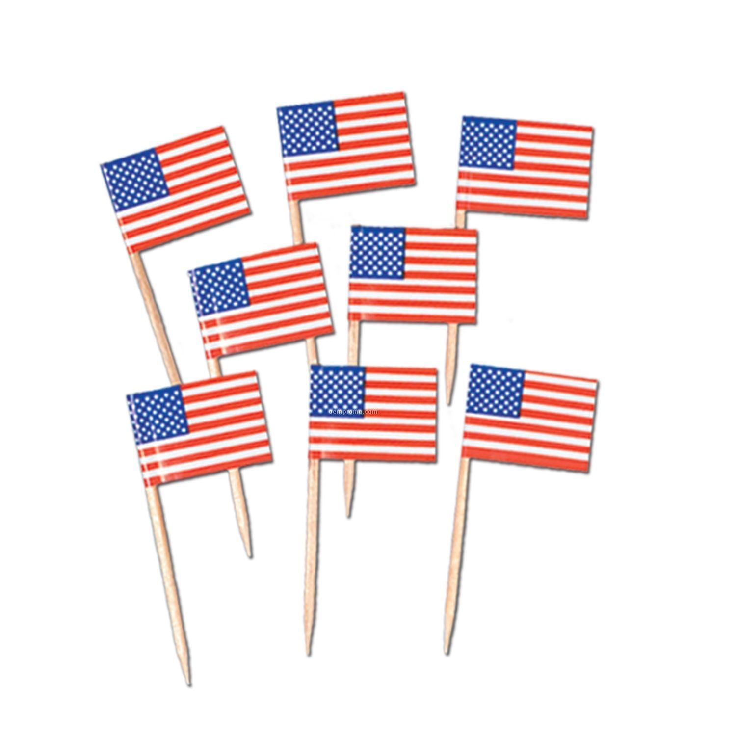 30 American USA US Sandwich Party Flag Food Cake Cocktail Sticks Picks America