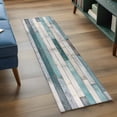 thumbnail image 4 of Turquoise Grey Wooden Large Area Rugs for Bedroom Living Room, Soft Non Slip Carpet Bedside Rug, Farmhouse Teal Wood Rectangular Floor Cover Kitchen Accent Rug 2'x6' for Dining Room/Office, 4 of 9